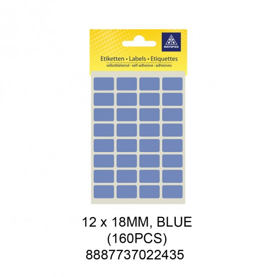 MAYSPIES MS-12X18MM COLOUR LABEL / 5 SHEETS/PKT / 160PCS / 12X18MM BLUE